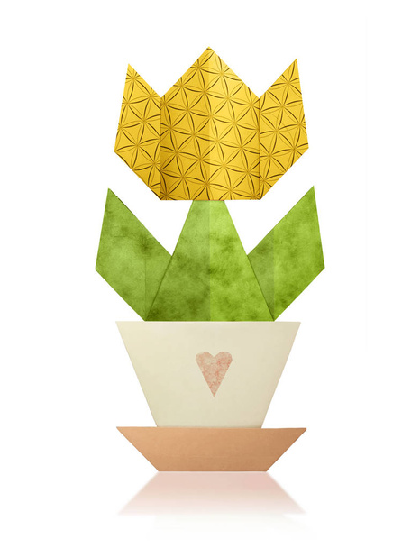 Origami tulip in a pot - Фото, изображение