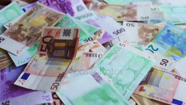 Gazdaság eurobankjegyek pénz  - Felvétel, videó