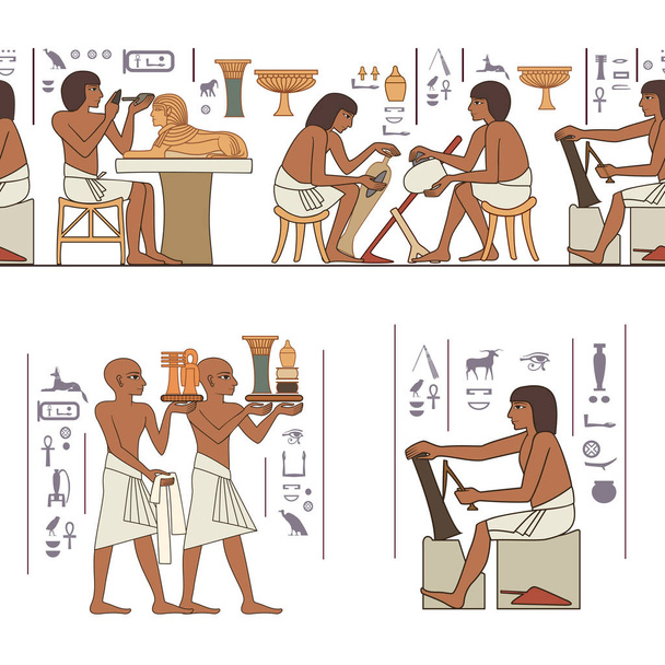  stilisierte antike Kultur background.murals mit alten ägyptischen Szene - Vektor, Bild