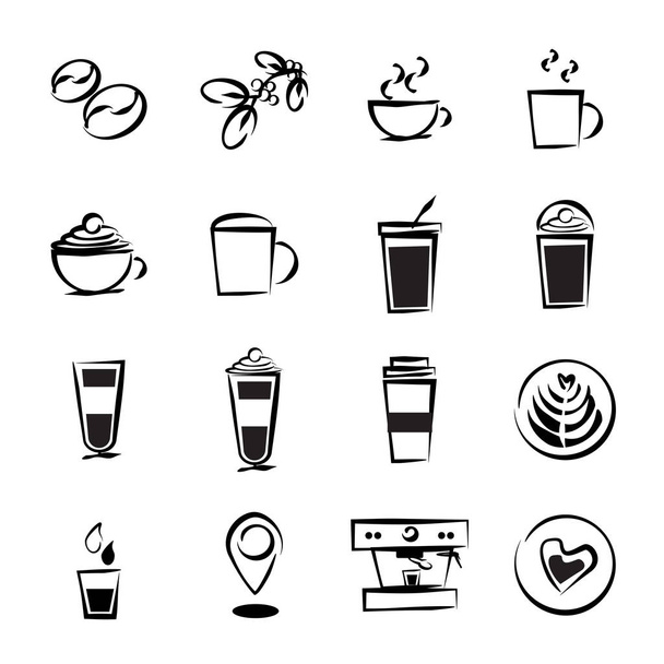 kávé ikonok beállítása menü - Vektor, kép