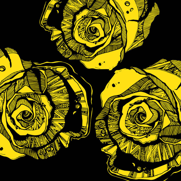 Vector multicolor rose flowers. Vector stylized roses. - Vektör, Görsel