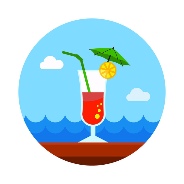 Cocktail pictogram. Zomer. Vakantie - Vector, afbeelding