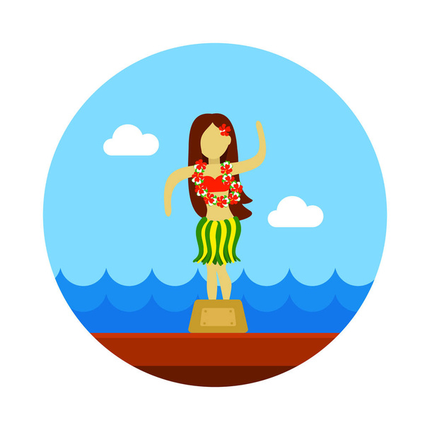 Ícone da estatueta do dançarino de hula. Verão. Férias
 - Vetor, Imagem