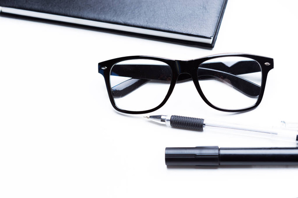 Notebook, pencil and glasses  - Zdjęcie, obraz