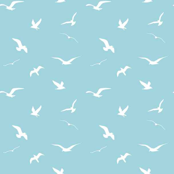 seamless vector pattern with silhouettes of the gulls - Διάνυσμα, εικόνα
