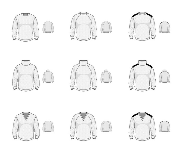 Collection of jersey sweater pullover. Casual clothes. Vector illustrations - Vector, Image