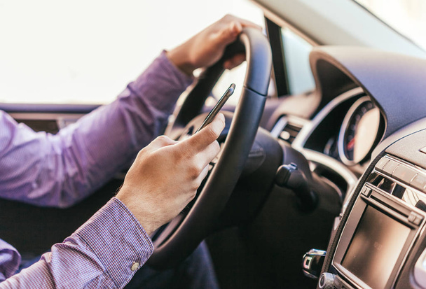 male hand  in a modern car  - Фото, изображение