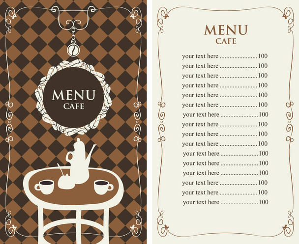 ruokalista kahvila hinnasto ja tarjoillaan pöytä
 - Vektori, kuva