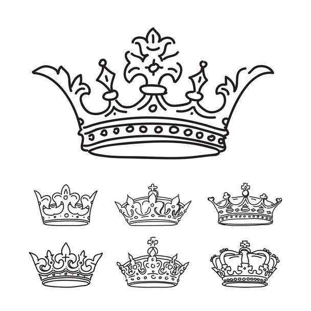 Set of stylized images of the crowns. Vector icons - ベクター画像