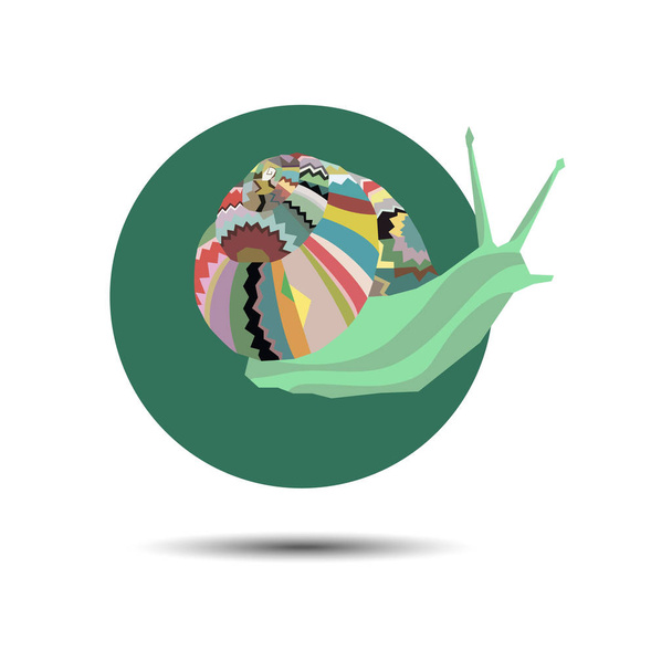 vector ornament snail creeping grass cartoon graphic - Vector, Imagen