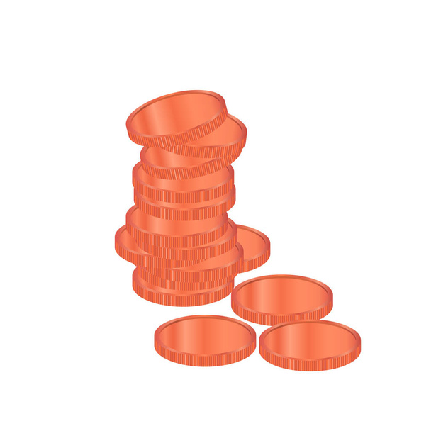 Bronzen munten stapel vector. Realistische munten. Economie-concept  - Vector, afbeelding