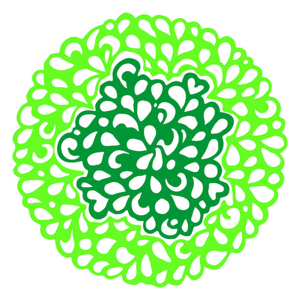 Doodle neon green circle ornamental mandala vector - Vecteur, image