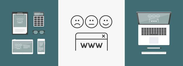 Web értékelés ikon - vékony sorozat - Vektor, kép