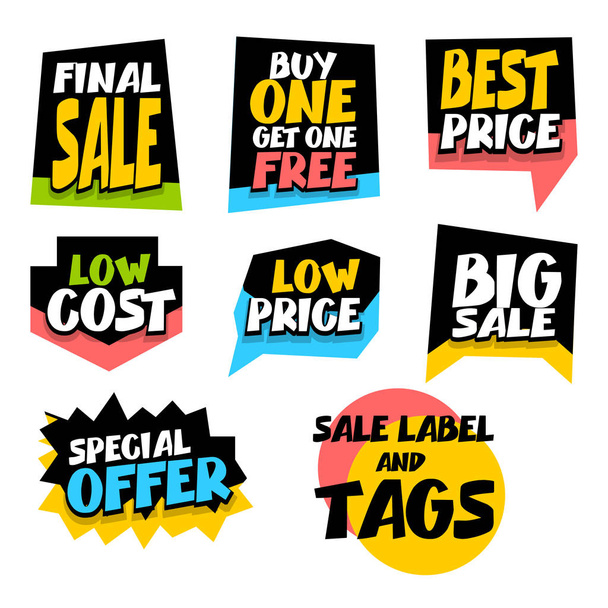 Sale super big collection label best price - Vector, Image