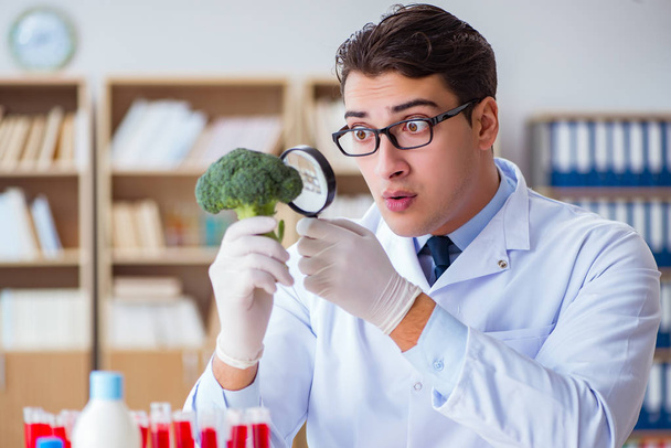 Επιστήμονας που εργάζεται σε βιολογικά φρούτα και λαχανικά - Φωτογραφία, εικόνα
