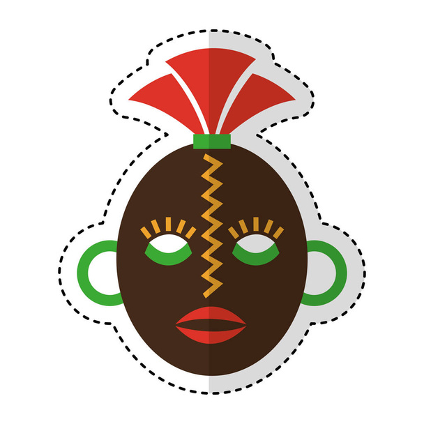 african mask ethnicity icon - Vector, Image