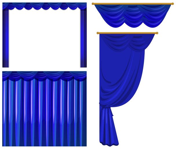 cortinas azules sobre fondo blanco
 - Vector, Imagen