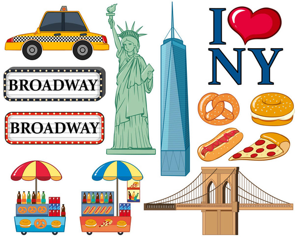 Ícones de viagem para Nova York
 - Vetor, Imagem