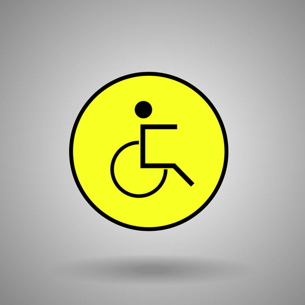 άτομο με ειδικές ανάγκες sign.man στο σύμβολο της αναπηρικής πολυθρόνας  - Διάνυσμα, εικόνα