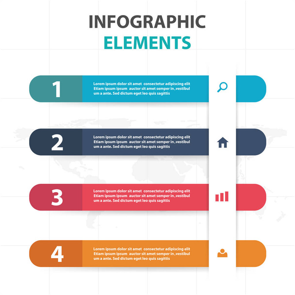 Abstraktní barevné nálepky business infografiky prvky, prezentace šablony plochý design vektorové ilustrace pro web design, marketing reklama - Vektor, obrázek