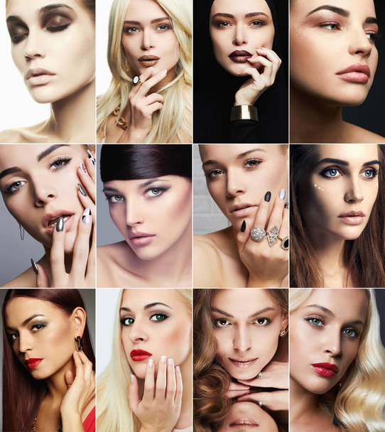 Collage beauté. Visages de femmes. Filles de maquillage
 - Photo, image