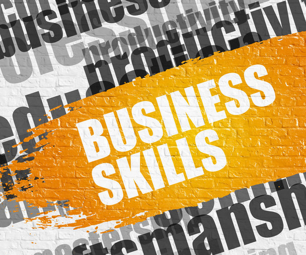 Business Skills on Brick Wall. - Photo, Image