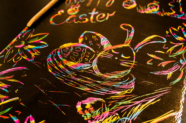 easter drawing kids - Photo, image