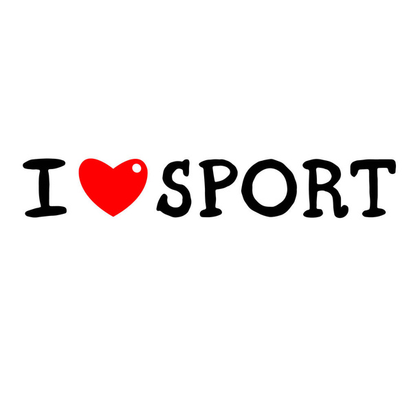 inscription I love sports. Painted inscription with heart - Vecteur, image