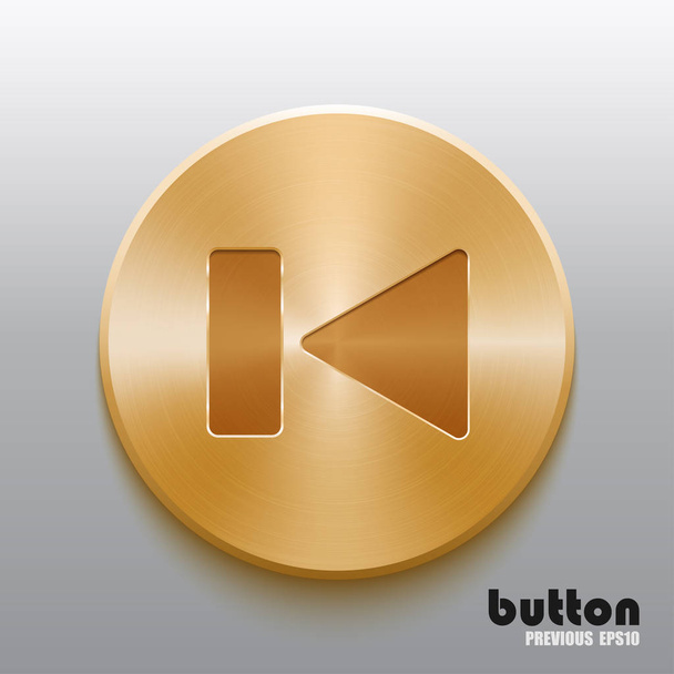 Rewind previous golden button - Vektör, Görsel