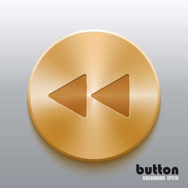Rewind back golden button - Vector, Image