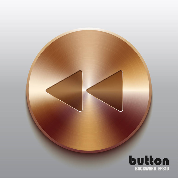 Rewind back bronze button - Vektor, Bild