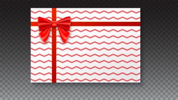 Gift box with big red bow and ribbon on white background. - Vektori, kuva