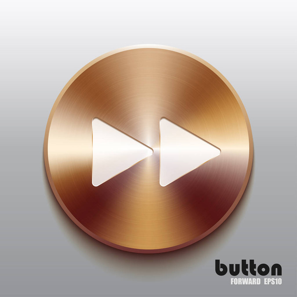 Rewind forward bronze button with white symbol - Vetor, Imagem
