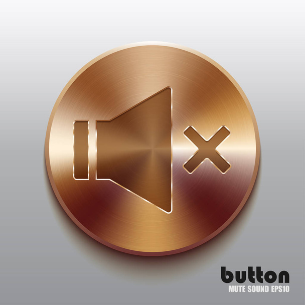 Bronze mute sound speaker button - Vecteur, image