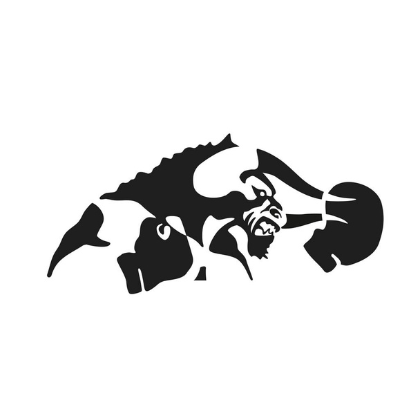 Силуэт Быка в боксёрских перчатках. Спортивный логотип стиль иллюстрации современного искусства дизайна. Векторная иллюстрация
 - Вектор,изображение