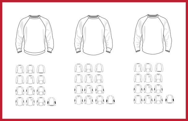 Sweatshirt template different vector models, front and back view - Vector, Image