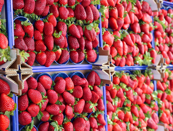 fragole rosse in vendita in un negozio di frutta e verdura
 - Foto, immagini