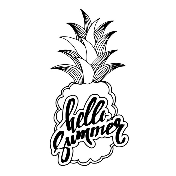 pineapple, vector, fruit, food, tropical, summer, design, illustration, background, sweet - Вектор,изображение