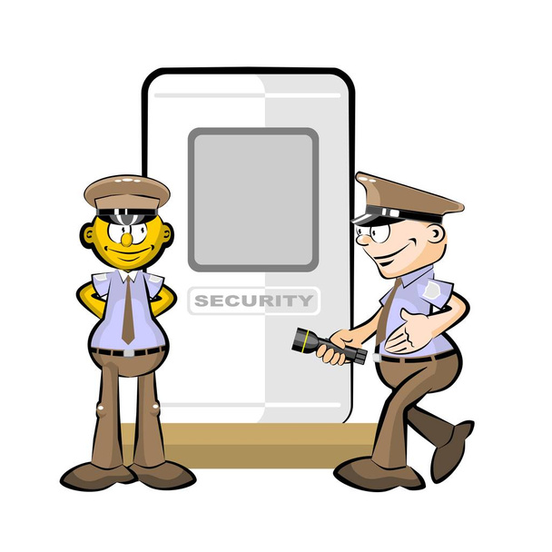 Dois guardas e cabine de segurança isolados
 - Vetor, Imagem