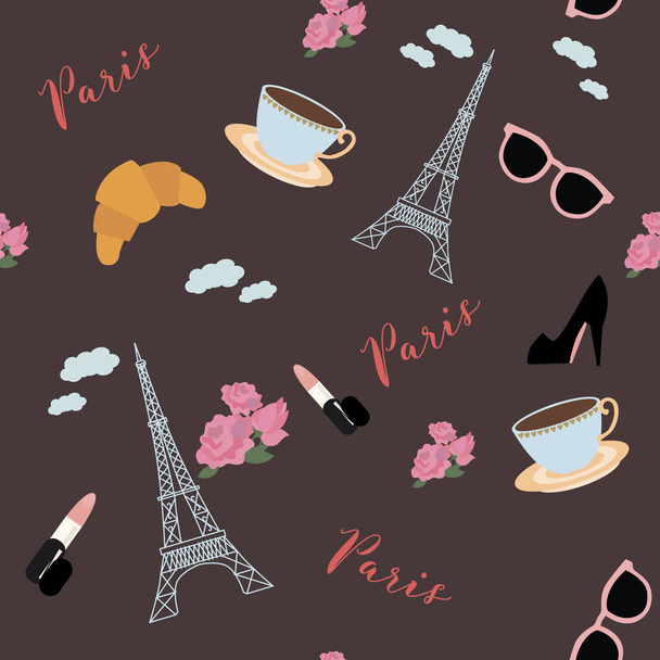Love to Paris seamless pattern  - Vetor, Imagem