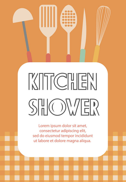 Kitchen Shower template design card - Vector, afbeelding