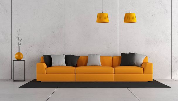 Concrete room with modern sofa - Фото, изображение