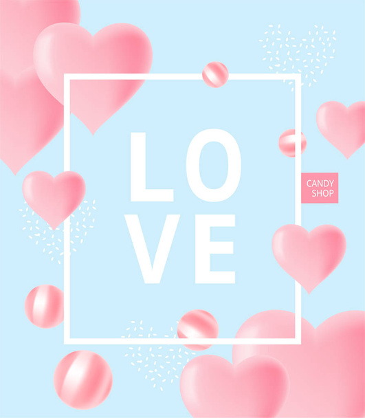 Sweet candy illustration, Valentine's day, Couple day event banner, lovely design - Vektor, kép