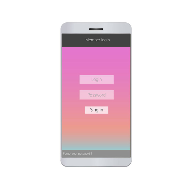 Mobiele login formulier voor website. Inloggen interface voor mobiele app  - Vector, afbeelding