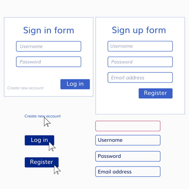 Sada přihlašovací a registrační formuláře pro webové stránky  - Vektor, obrázek