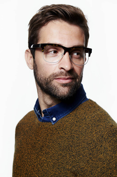 Handsome bearded man in eyeglasses - 写真・画像