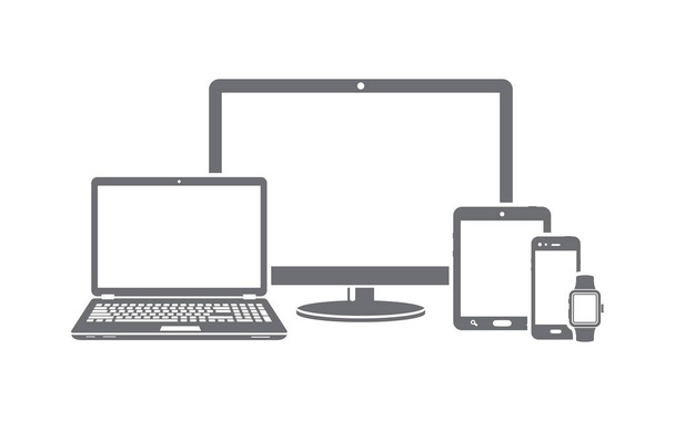 Device icons of responsive design for presentation - Вектор, зображення
