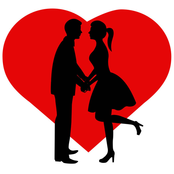 Silhouette couple. The bride and groom. - Vector, Image