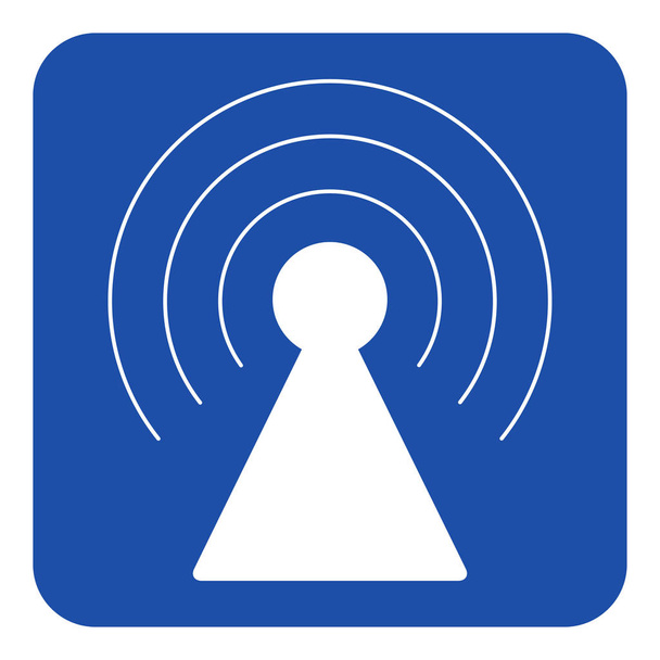 blue, white information sign - transmitter tower - Vector, Image