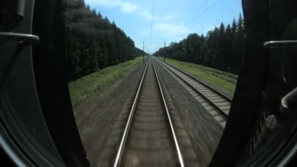 Τρένο βόλτες στο δάσος, να δείτε από το θάλαμο οδήγησης - Πλάνα, βίντεο